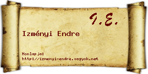 Izményi Endre névjegykártya